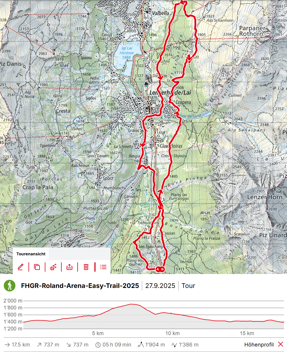 Map FHGR Roland Arena Easy Trail 2025 Lenzerheide